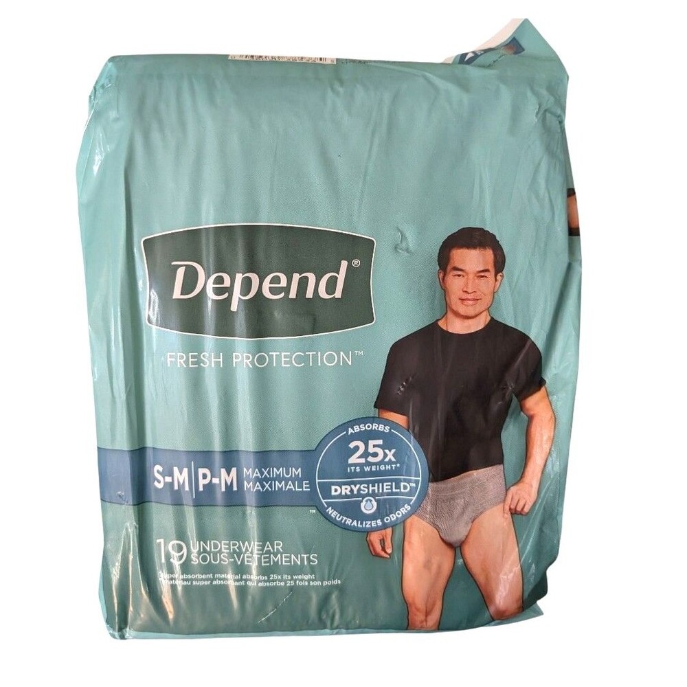 Depend Fresh Protection Incontinence Underwear for Men Small / Medium S-M 19 Ct